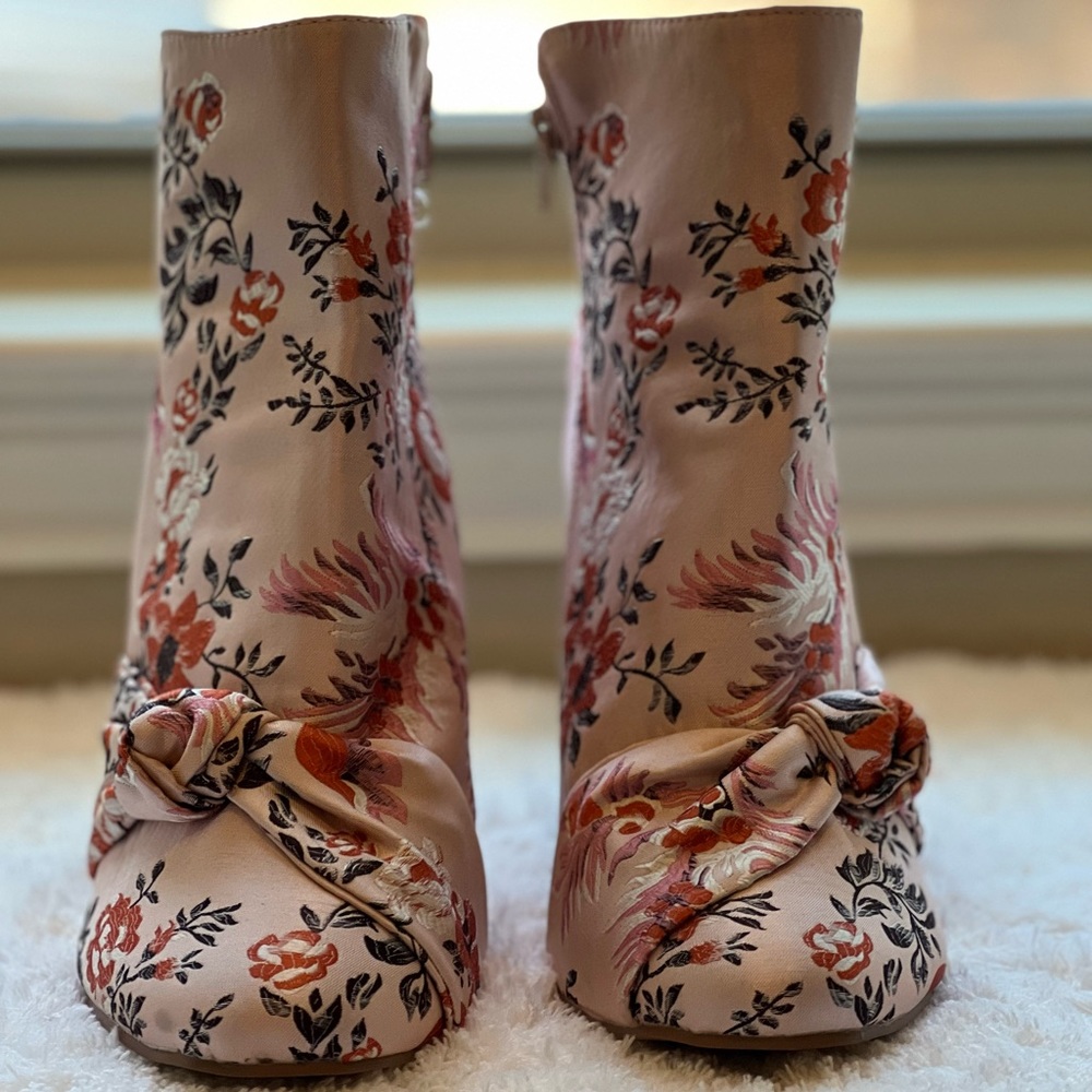 Embroidered Pink Booties